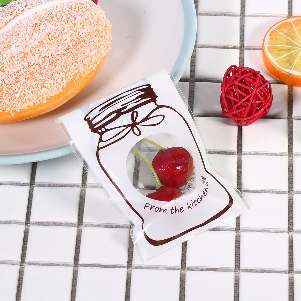 100pcs/Pack Lovely Plastic Candy Biscuit Cookies Gift Packaging Bag Party Supplies (White)
