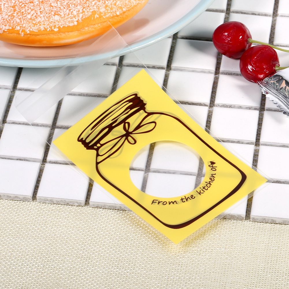 100pcs/Pack Lovely Plastic Candy Biscuit Cookies Gift Packaging Bag Party Supplies (Yellow)