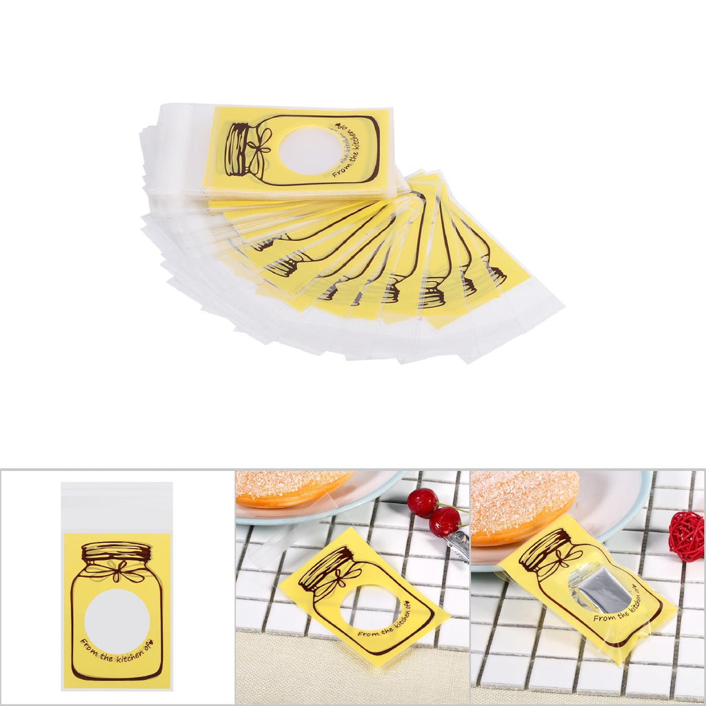 100pcs/Pack Lovely Plastic Candy Biscuit Cookies Gift Packaging Bag Party Supplies (Yellow)