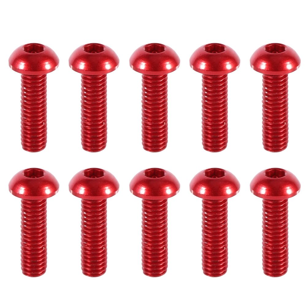 10pcs M3 6-10mm Button Round Head Aluminum Alloy Metric Hex Socket Cap Screw Bolt Red 10mm