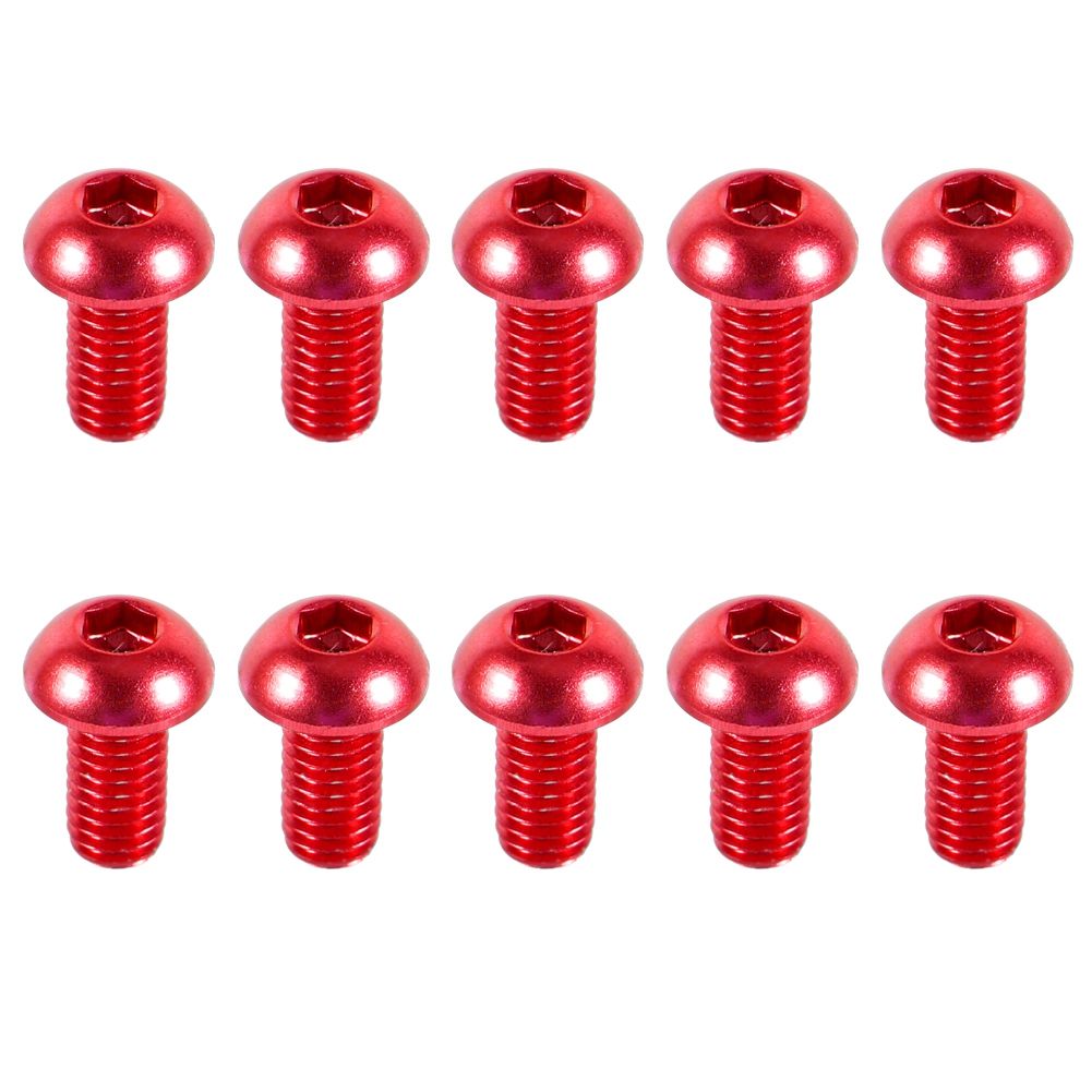 10pcs M3 6-10mm Button Round Head Aluminum Alloy Metric Hex Socket Cap Screw Bolt Red 6mm
