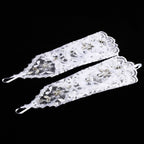 Retro Syle Ivory Lace Flower Bride Bridal Rhinestone Sexy Fingerless Gloves Wedding White