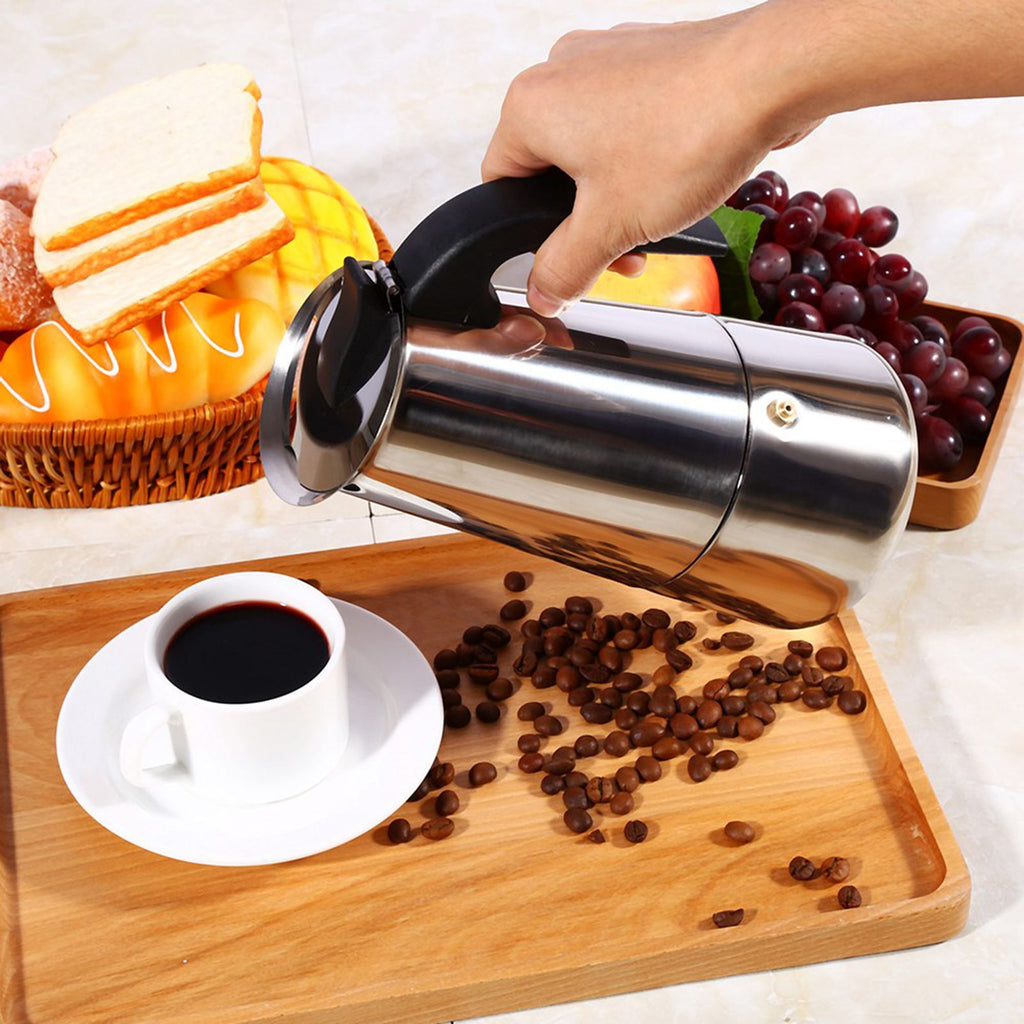 Stainless Steel Percolator Moka Pot Coffee Maker Stove Home Office Use (450ml)