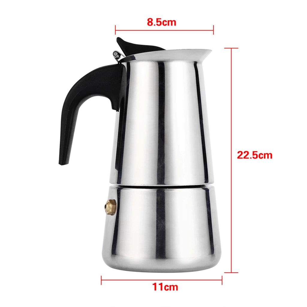 Stainless Steel Percolator Moka Pot Coffee Maker Stove Home Office Use (450ml)
