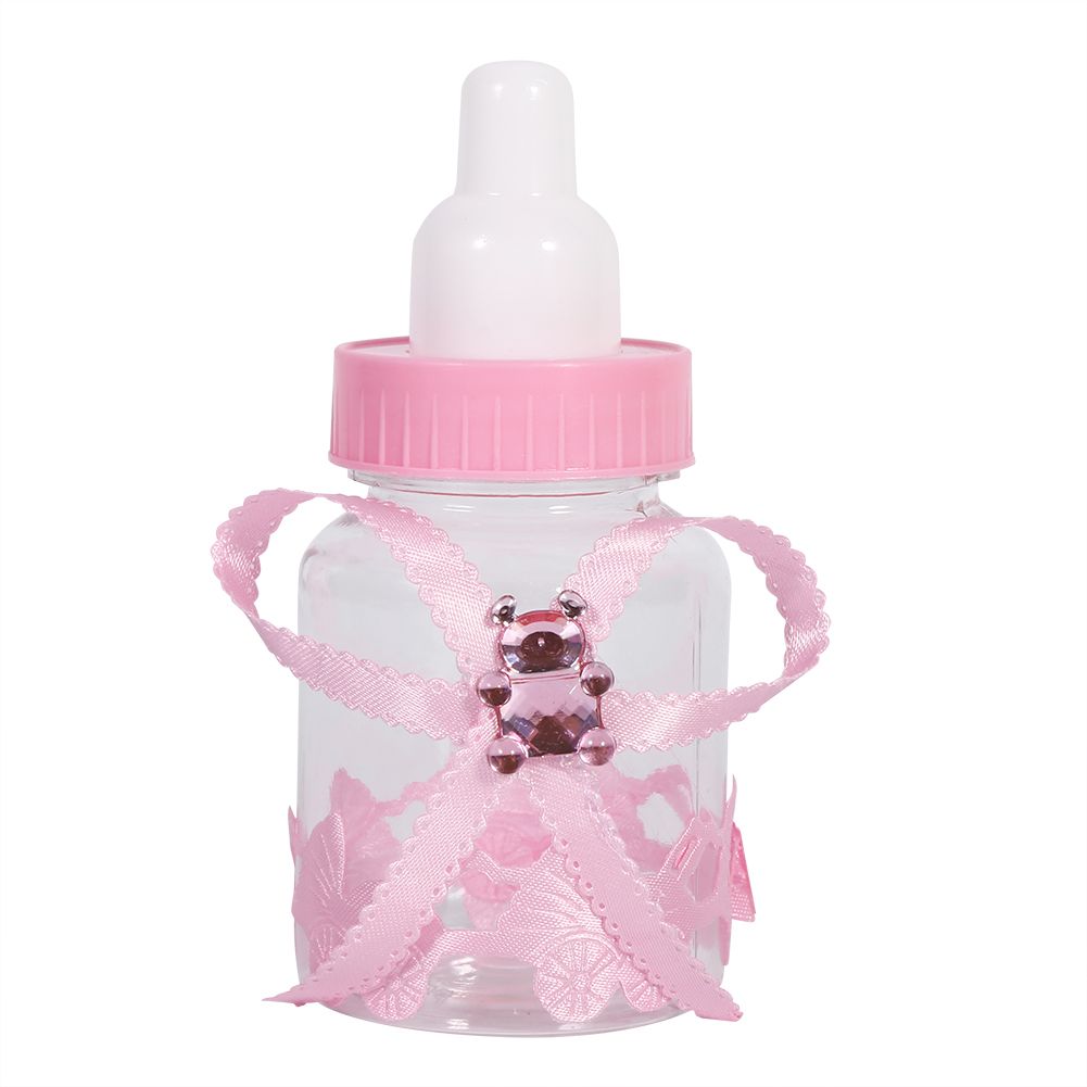 50Pcs Candy Chocolate Bottles Box For Baby Shower Party Favors Gifts Decorations (Pink)