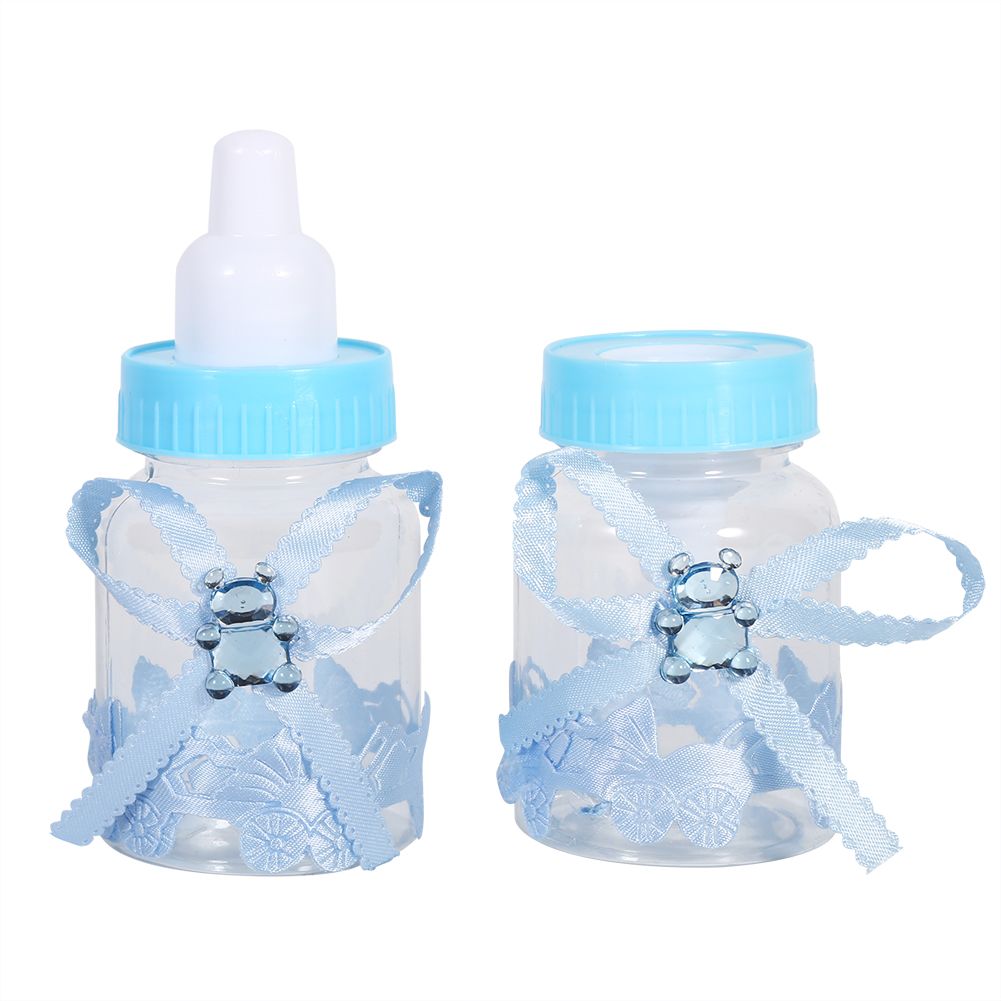 50Pcs Candy Chocolate Bottles Box For Baby Shower Party Favors Gifts Decorations (Blue)