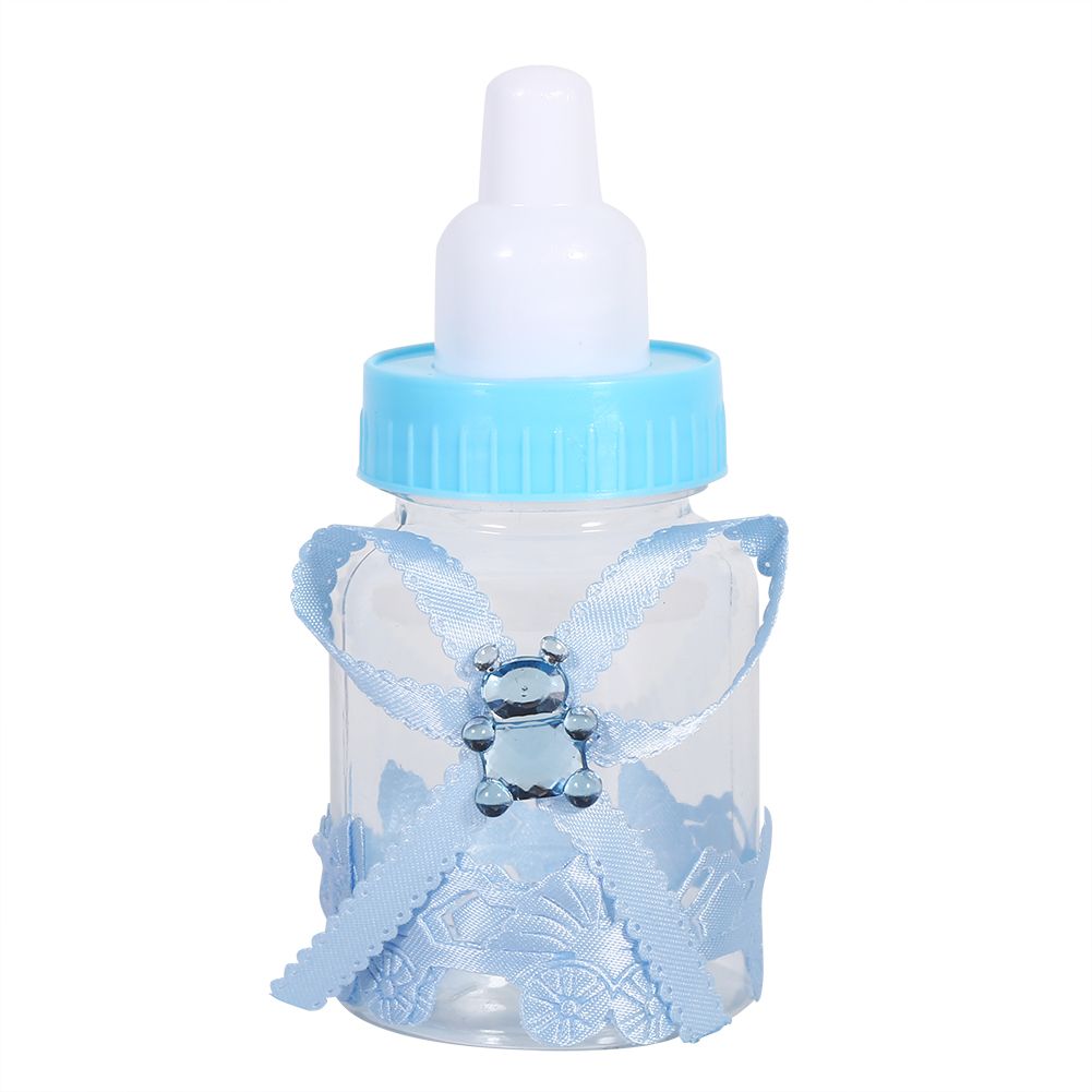 50Pcs Candy Chocolate Bottles Box For Baby Shower Party Favors Gifts Decorations (Blue)