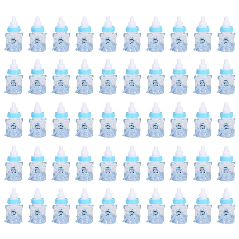 50Pcs Candy Chocolate Bottles Box For Baby Shower Party Favors Gifts Decorations (Blue)