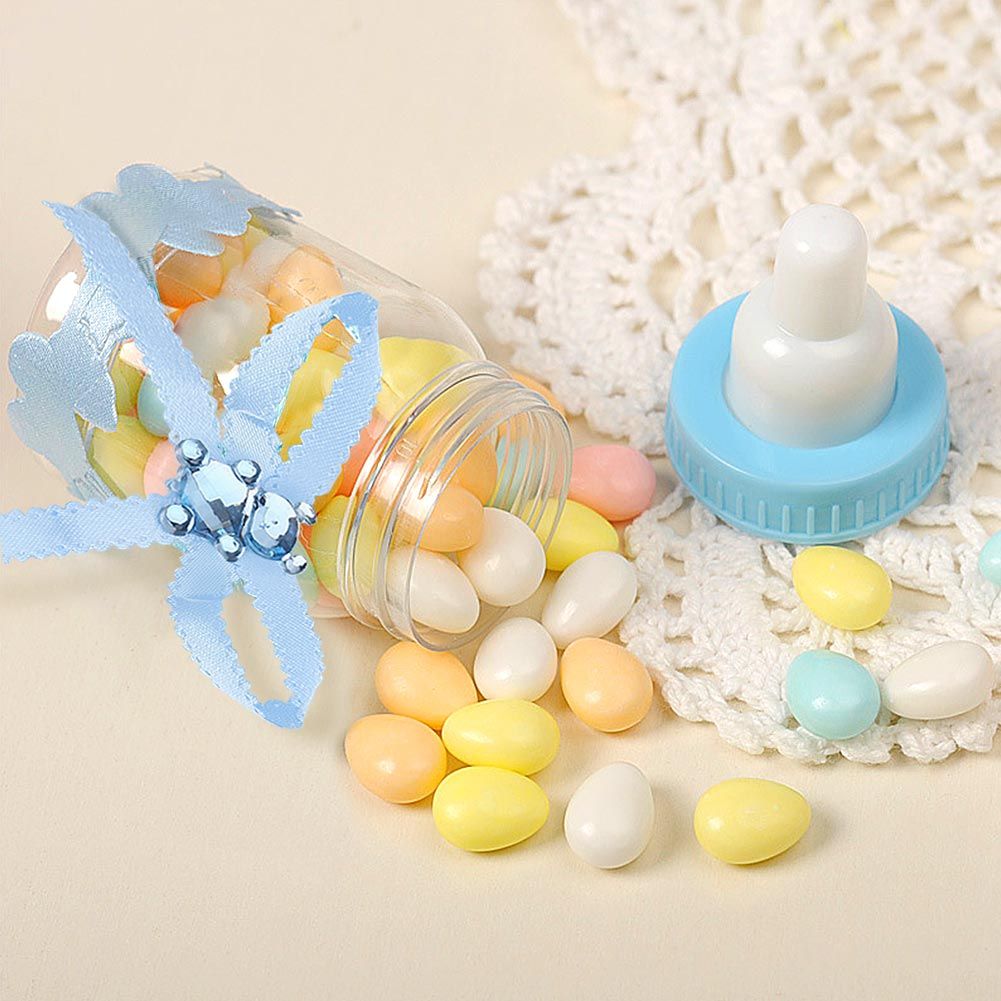 50Pcs Candy Chocolate Bottles Box For Baby Shower Party Favors Gifts Decorations (Blue)