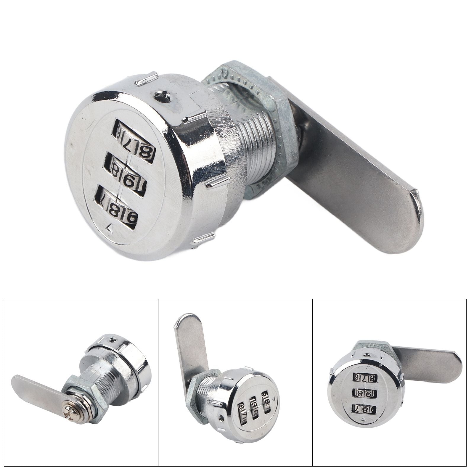 3 Digit Code Combination Cam Cabinet Silver Stainless Steel Convenient Password Security Coded Lock #1