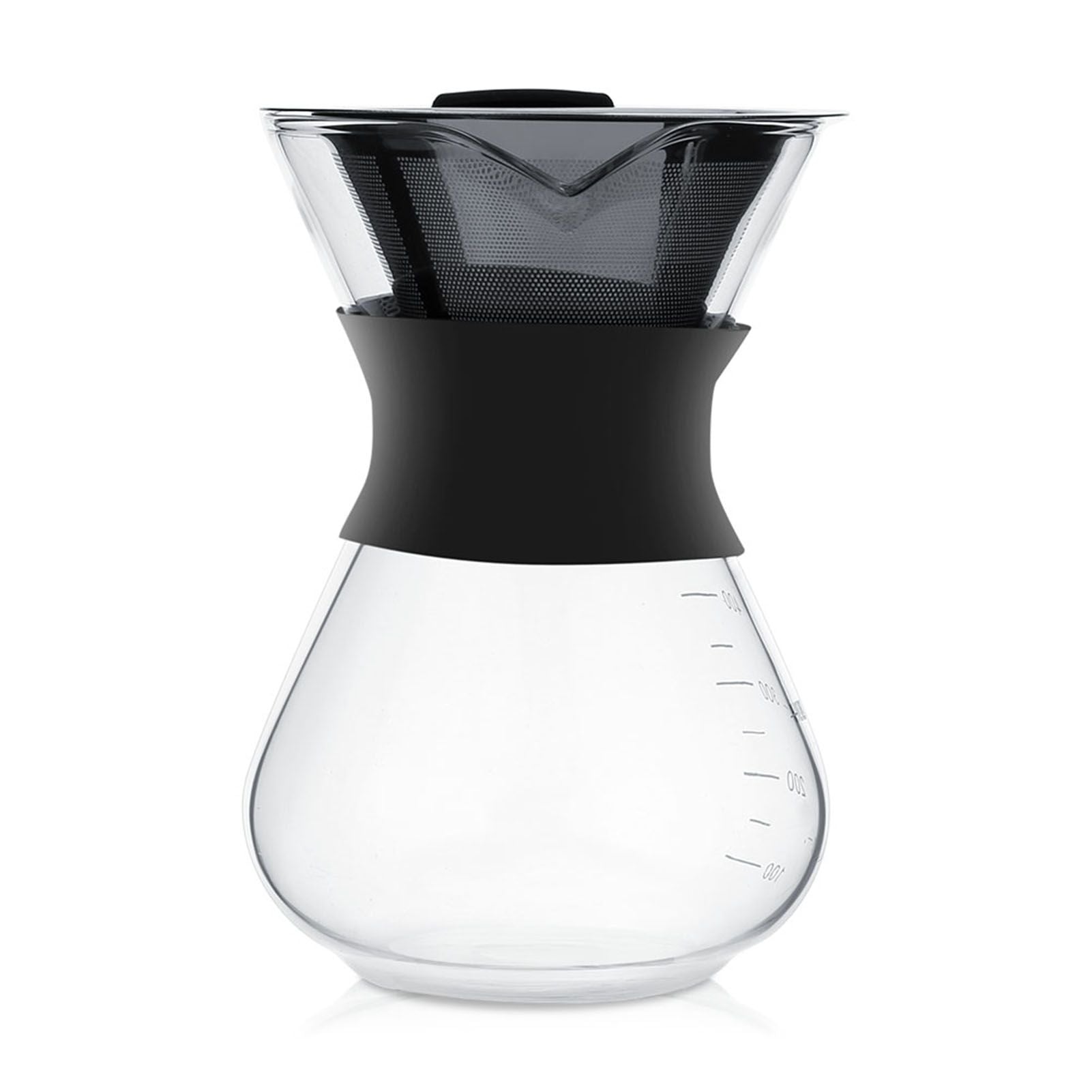 Manual Hand Drip Coffee Maker Glass Pot with Stainless Steel Filter