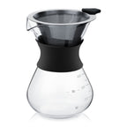 Manual Hand Drip Coffee Maker Glass Pot with Stainless Steel Filter