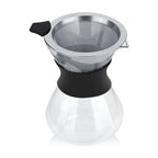 Manual Hand Drip Coffee Maker Glass Pot with Stainless Steel Filter