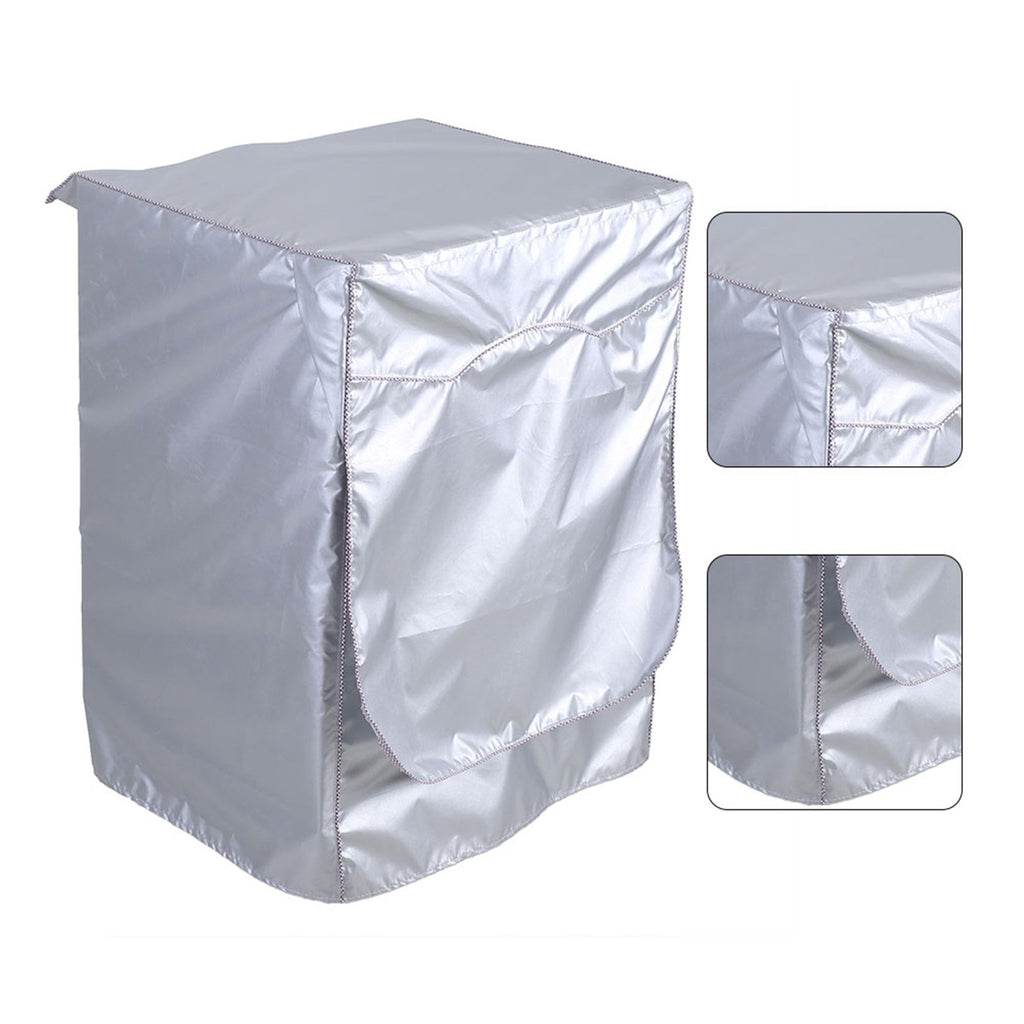 Silver Washing Machine Cover Waterproof Sunscreen Cover Front Load Washer Dryer Coat Protection