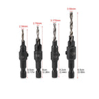 1/4inch Hex Shank HSS Drill Bits Fast Change #6 #8 #10 #12 Countersink Woodworking Tool