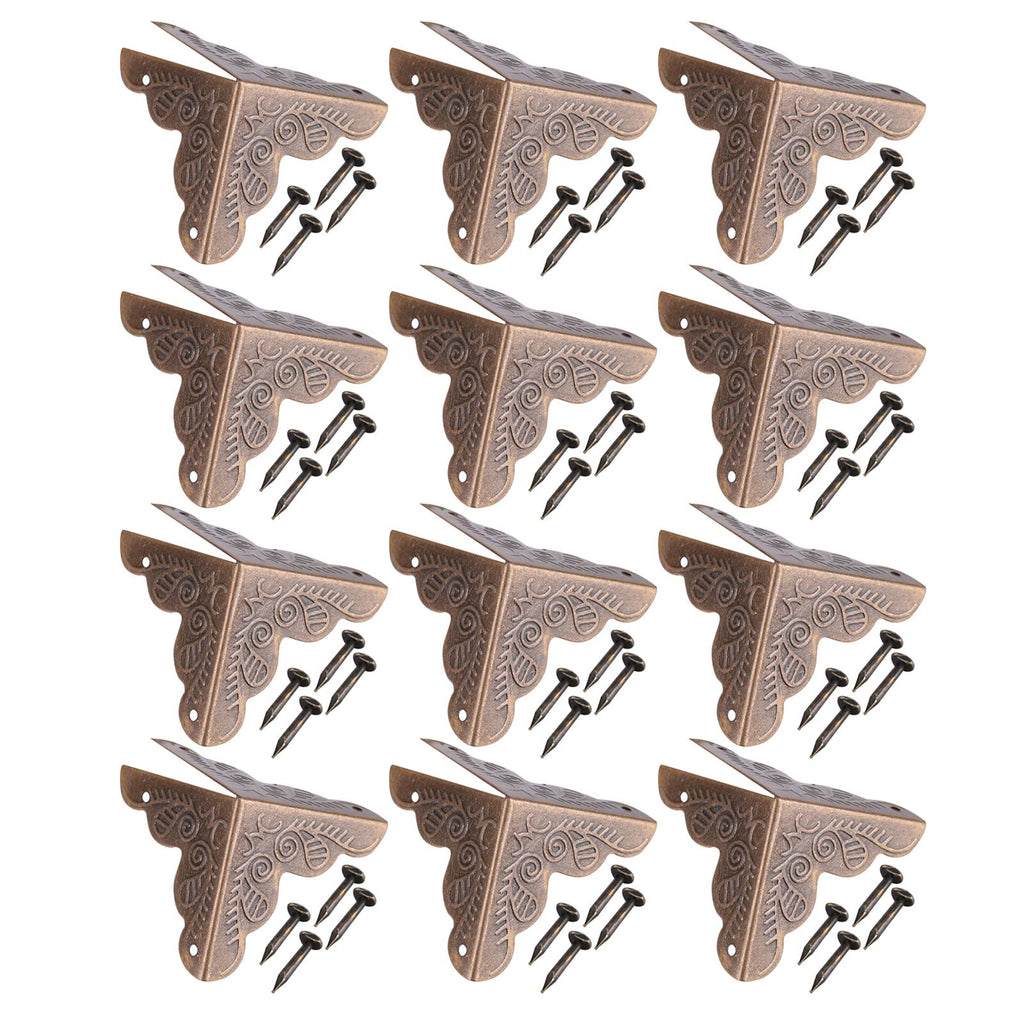 12pcs Wooden Box Jewelry Gift Case Corner Decorative Protectors Iron Edge Cover Guard Bronze