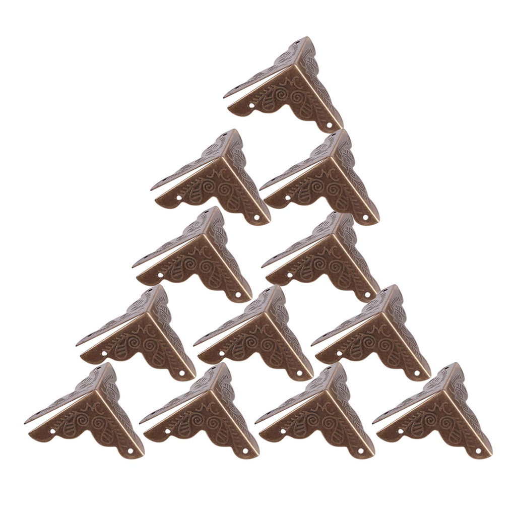 12pcs Wooden Box Jewelry Gift Case Corner Decorative Protectors Iron Edge Cover Guard Bronze