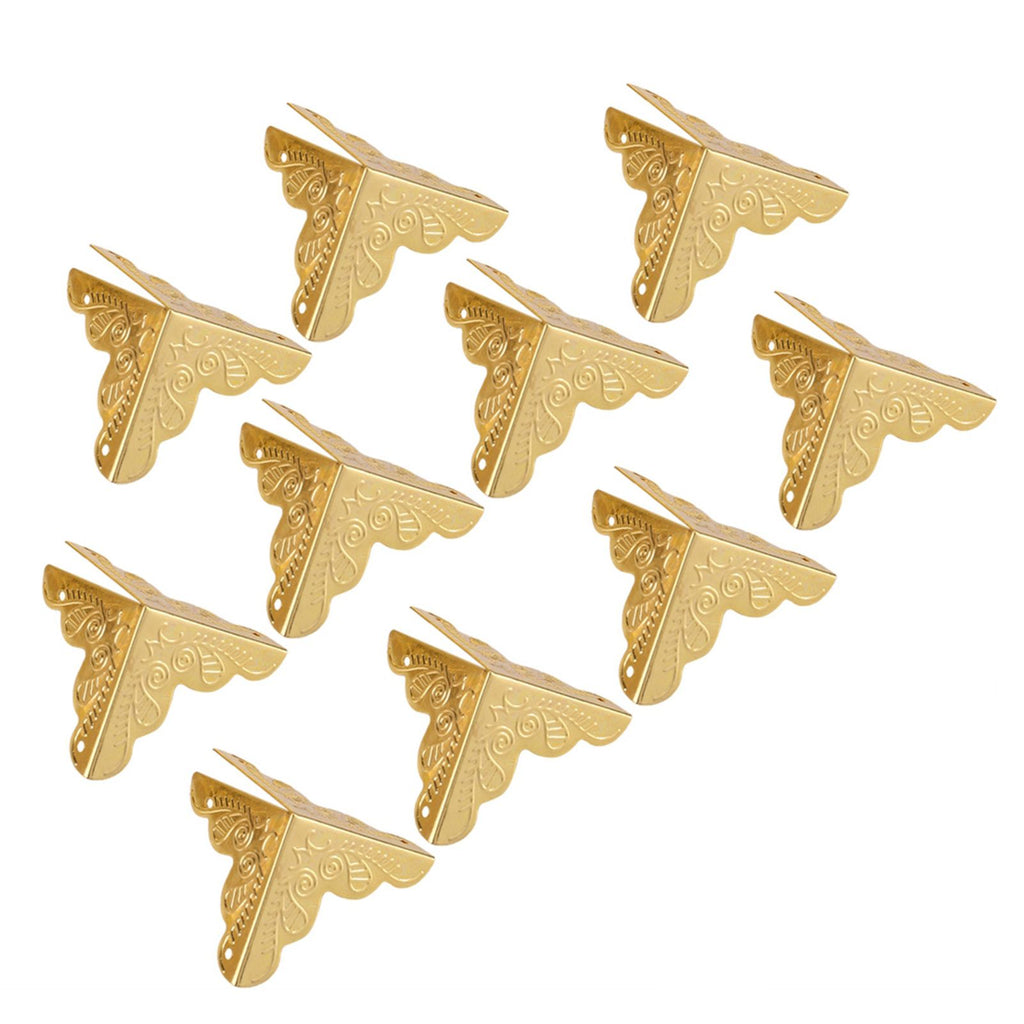 12pcs Wooden Box Jewelry Gift Case Corner Decorative Protectors Iron Edge Cover Guard Golden