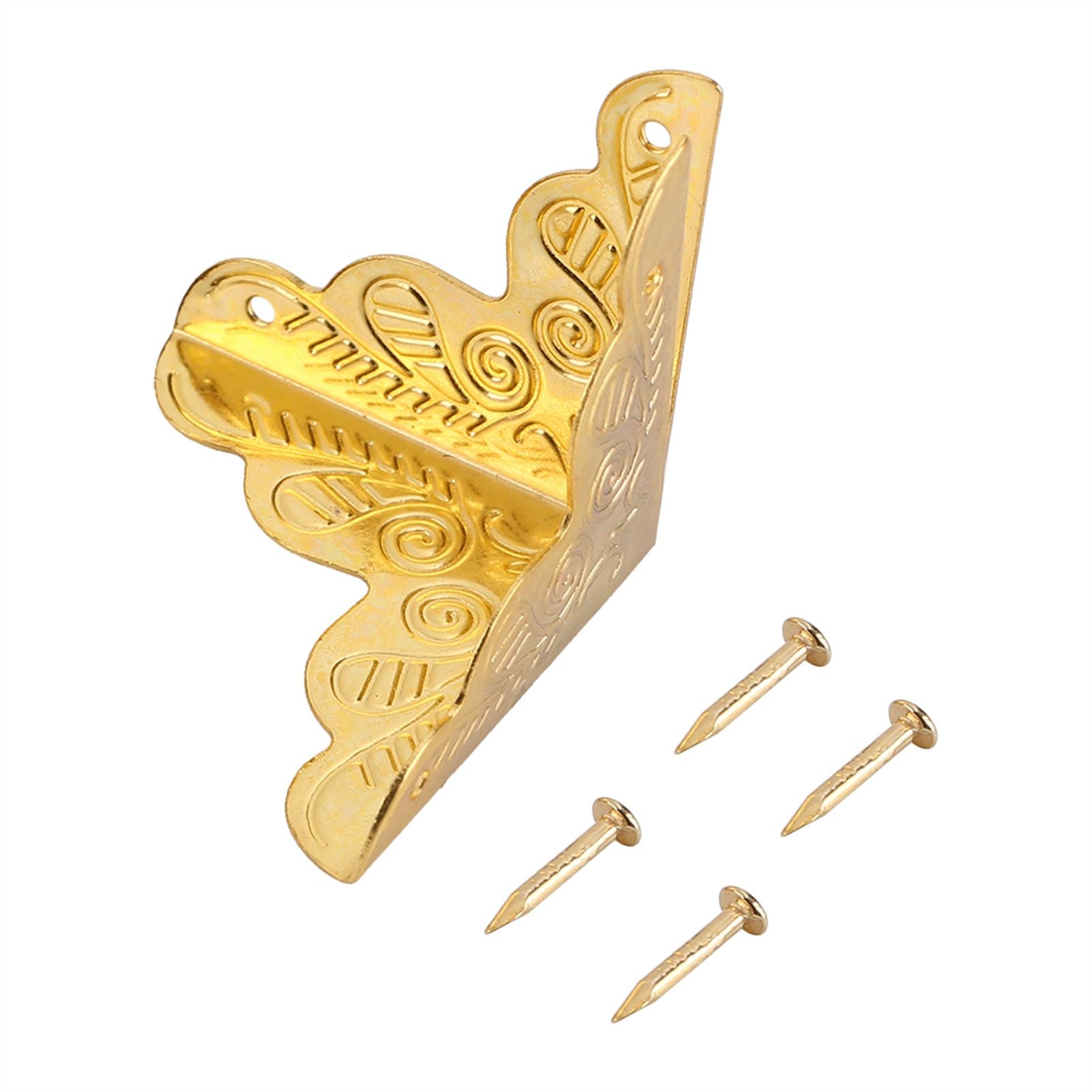 12pcs Wooden Box Jewelry Gift Case Corner Decorative Protectors Iron Edge Cover Guard Golden