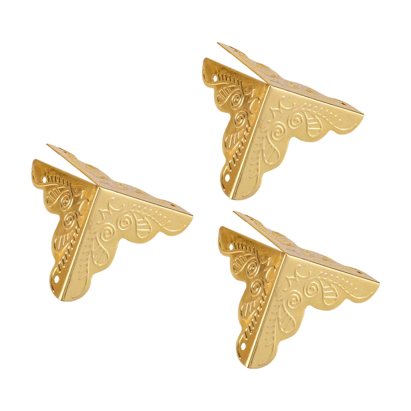 12pcs Wooden Box Jewelry Gift Case Corner Decorative Protectors Iron Edge Cover Guard Golden
