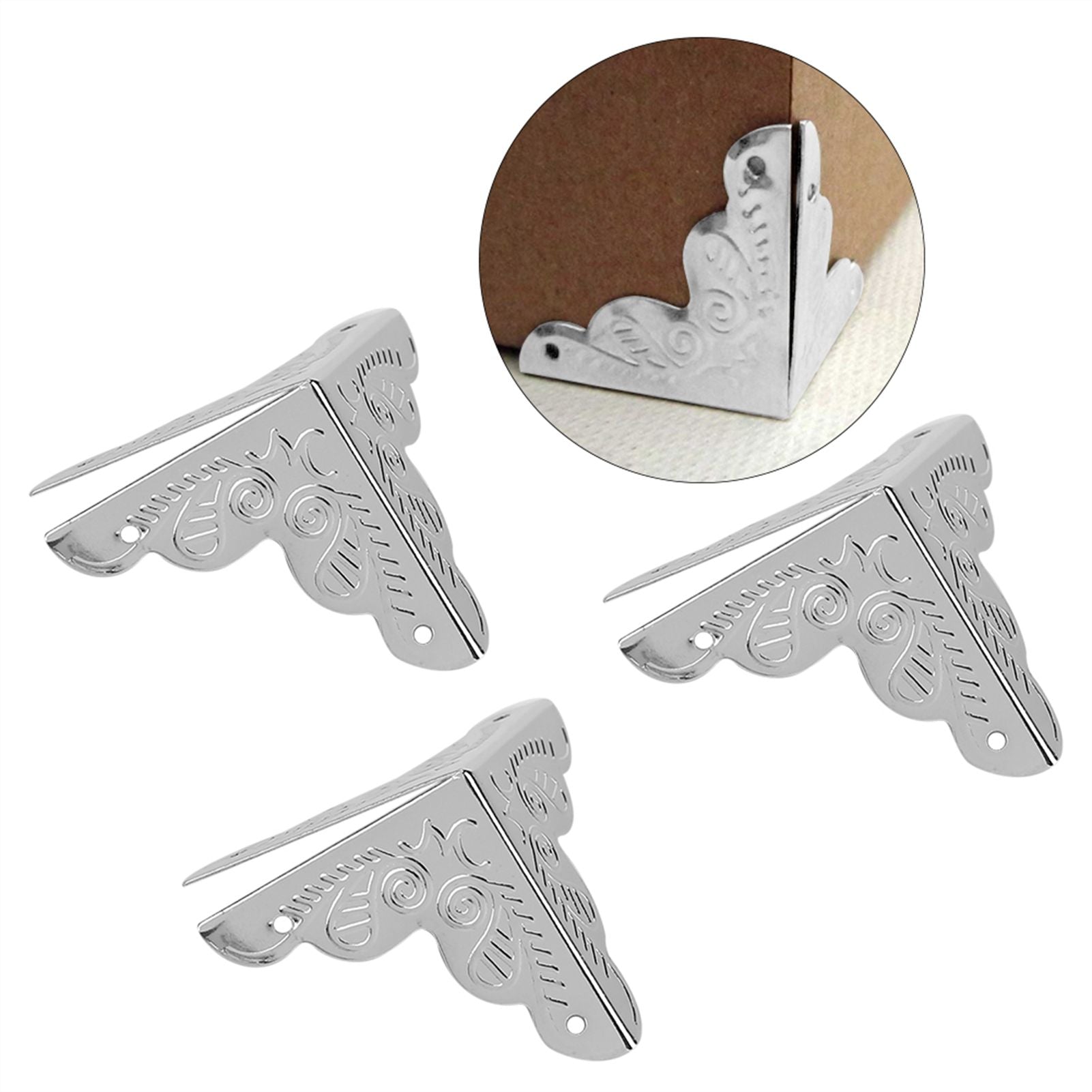 12pcs Wooden Box Jewelry Gift Case Corner Decorative Protectors Iron Edge Cover Guard Sliver