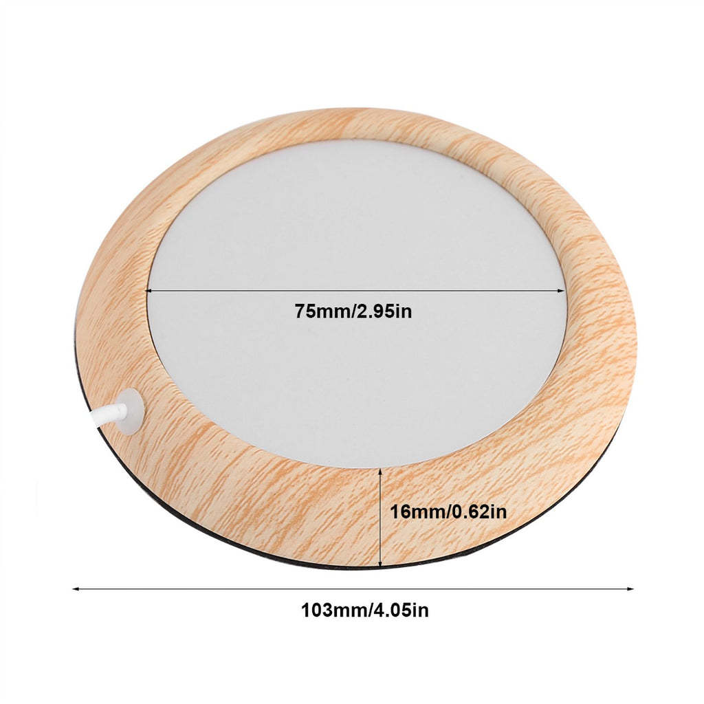 USB Wood Grain Cup Warmer Heat Beverage Mug Mat Coffee Heater Pad Bright Wood Grain