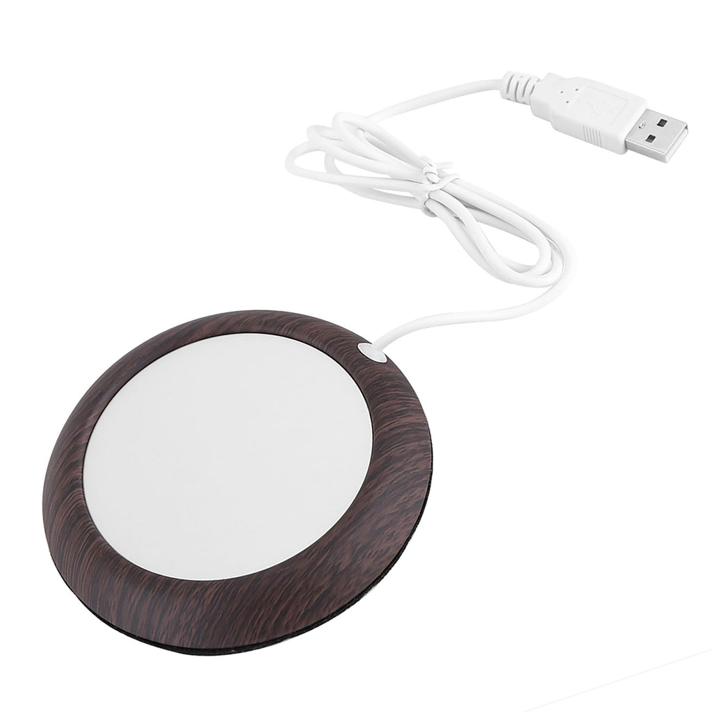 USB Cup Warmer Heat Beverage Mug Mat Office Tea Coffee Heater Pad Dark Wood Grain