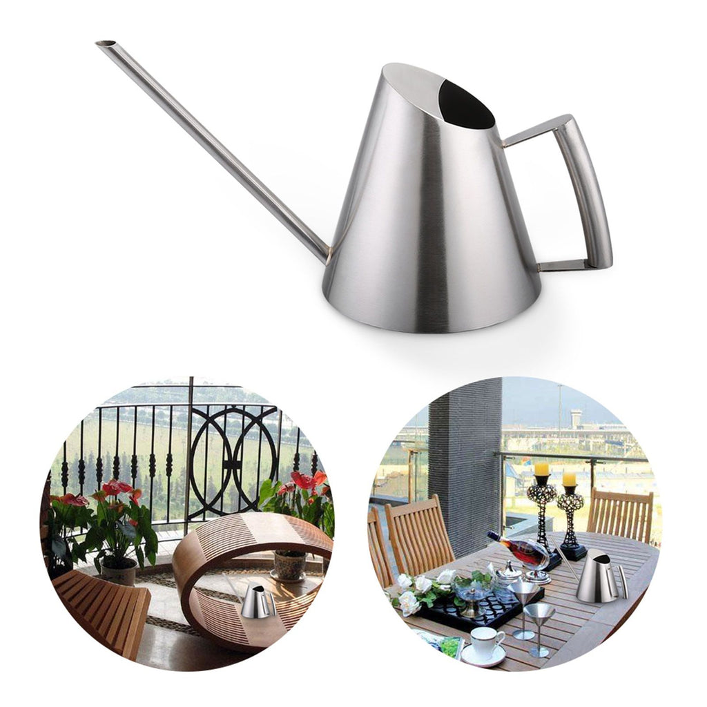 400ml Mini Stainless Steel Watering Can Brushed Garden Planting Indoor Outdoor