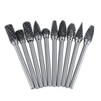 10pcs Tungsten Carbide Steel Rotary Files Burr Set 3mm Shank 6mm Cutting Diameter Double Cut