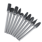 10pcs Tungsten Carbide Steel Rotary Files Burr Set 3mm Shank 6mm Cutting Diameter Double Cut
