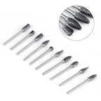 10pcs Tungsten Carbide Steel Rotary Files Burr Set 3mm Shank 6mm Cutting Diameter Double Cut