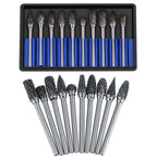 10pcs Tungsten Carbide Steel Rotary Files Burr Set 3mm Shank 6mm Cutting Diameter Double Cut