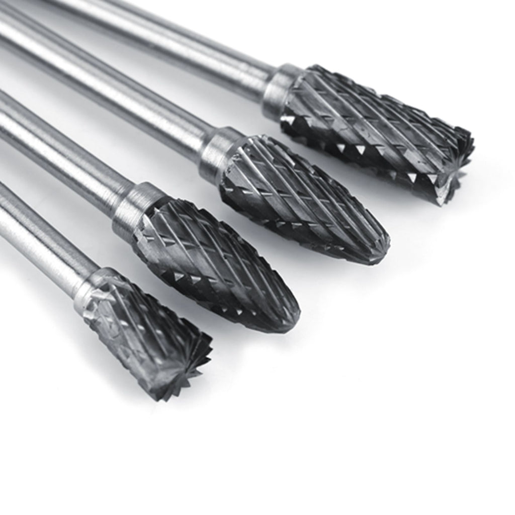 10pcs Tungsten Carbide Steel Rotary Files Burr Set 3mm Shank 6mm Cutting Diameter Double Cut