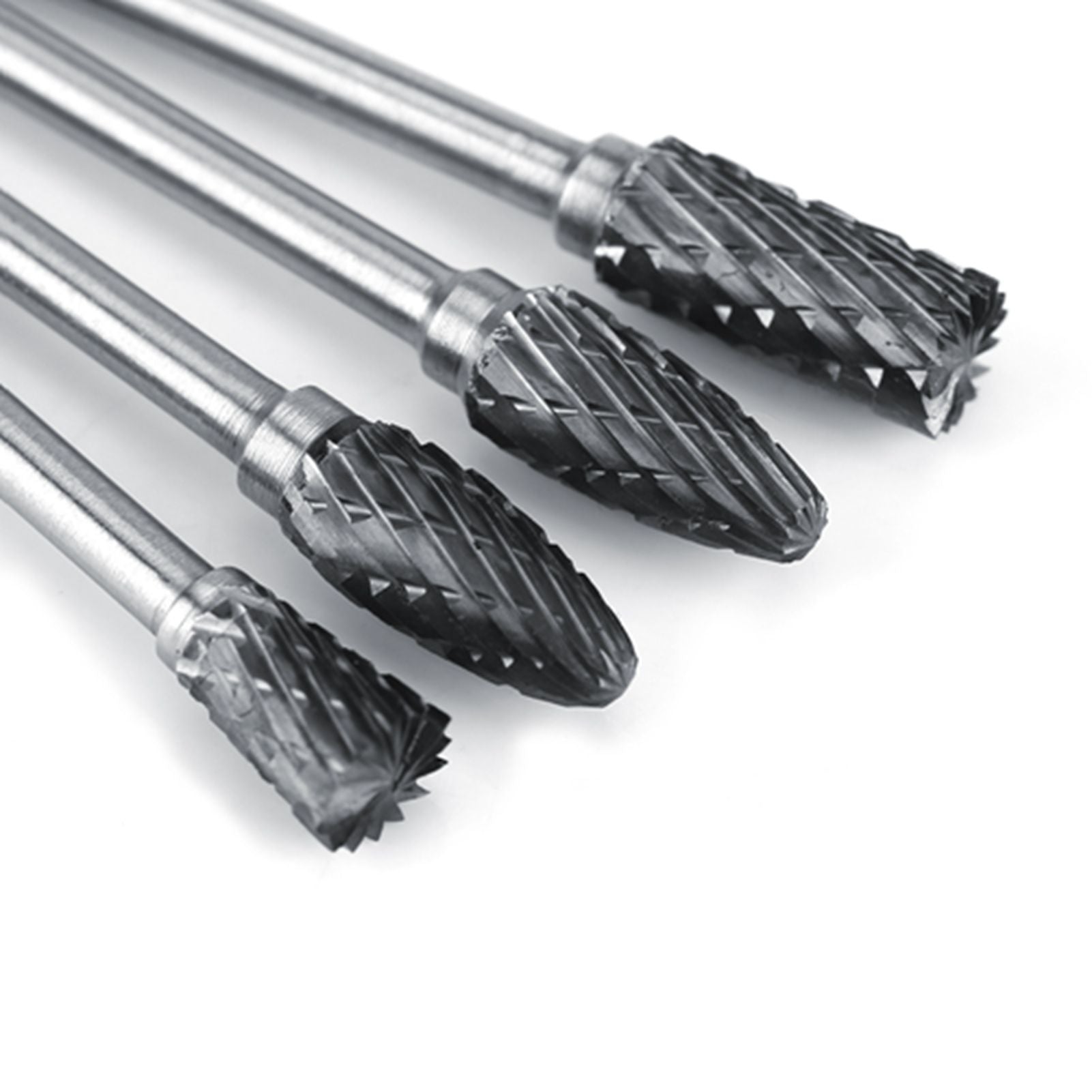 10pcs Tungsten Carbide Steel Rotary Files Burr Set 3mm Shank 6mm Cutting Diameter Double Cut