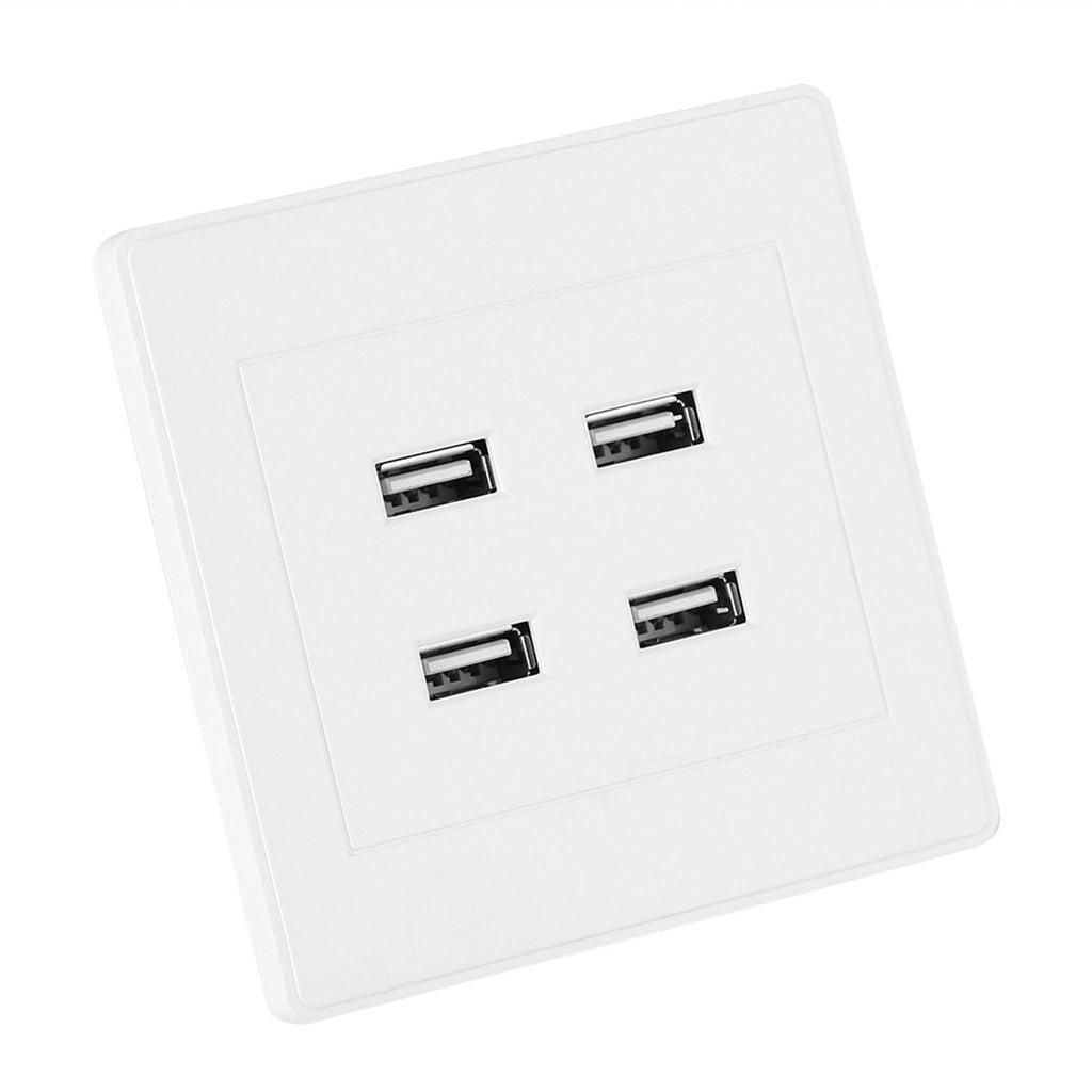 4 USB Ports DC 5V Home Office Electric Wall Mounted Power Socket Charger Outlet(110~250V)