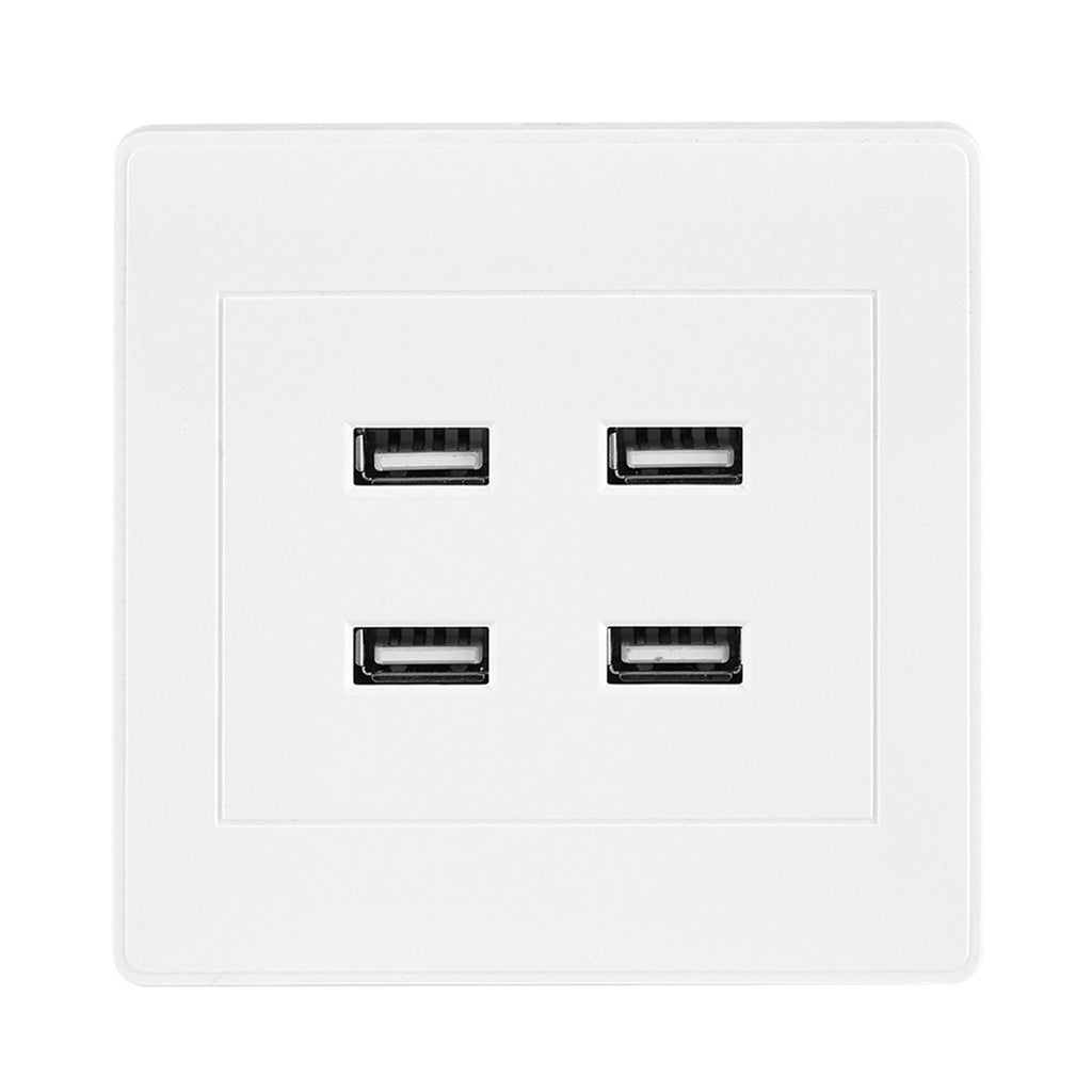 4 USB Ports DC 5V Home Office Electric Wall Mounted Power Socket Charger Outlet(110~250V)