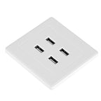 4 USB Ports DC 5V Home Office Electric Wall Mounted Power Socket Charger Outlet(110~250V)