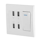 4 Ports Switch Control 5V 2.1A/1A 4100mA USB Wall Mounted Power Socket Charger Outlet(220~250V)