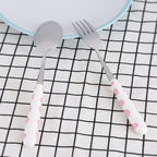 2 PCS Stainless Steel Knife Fork Spoon Kitchen Flatware Tableware with Box Children Set Pink