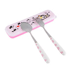 2 PCS Stainless Steel Knife Fork Spoon Kitchen Flatware Tableware with Box Children Set Pink