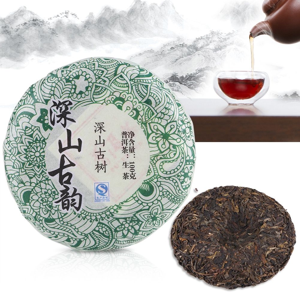 Chinese Yunnan Raw Cake Pu er Tea Healthy Pu'erh for Family Friends 100g
