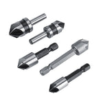 5pcs/set High Speed Steel Industrial Countersink Drill 5 Flutes Woodworking Chamfering Cutter