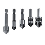 5pcs/set High Speed Steel Industrial Countersink Drill 5 Flutes Woodworking Chamfering Cutter