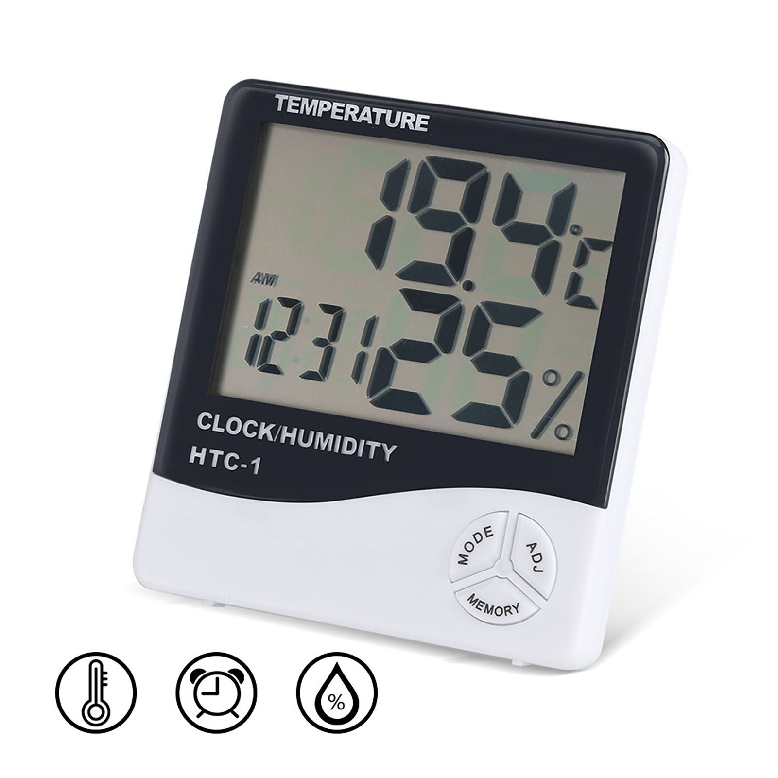 Digital LCD Indoor Thermometer Hygrometer Temperature Humidity Meter with Alarm Clock