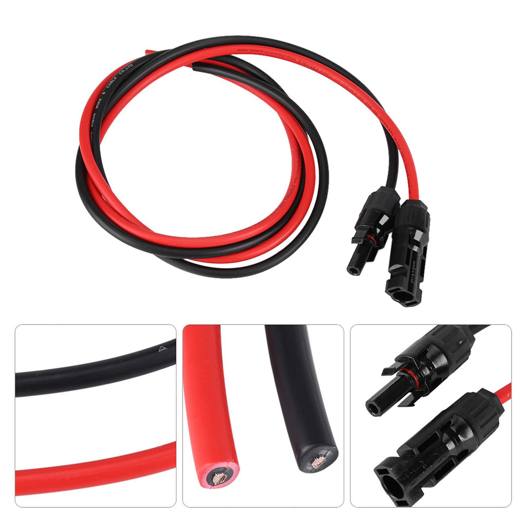 2.5mm Pair of Red Black Solar Panel PV Cable Wire Male Female Connectors