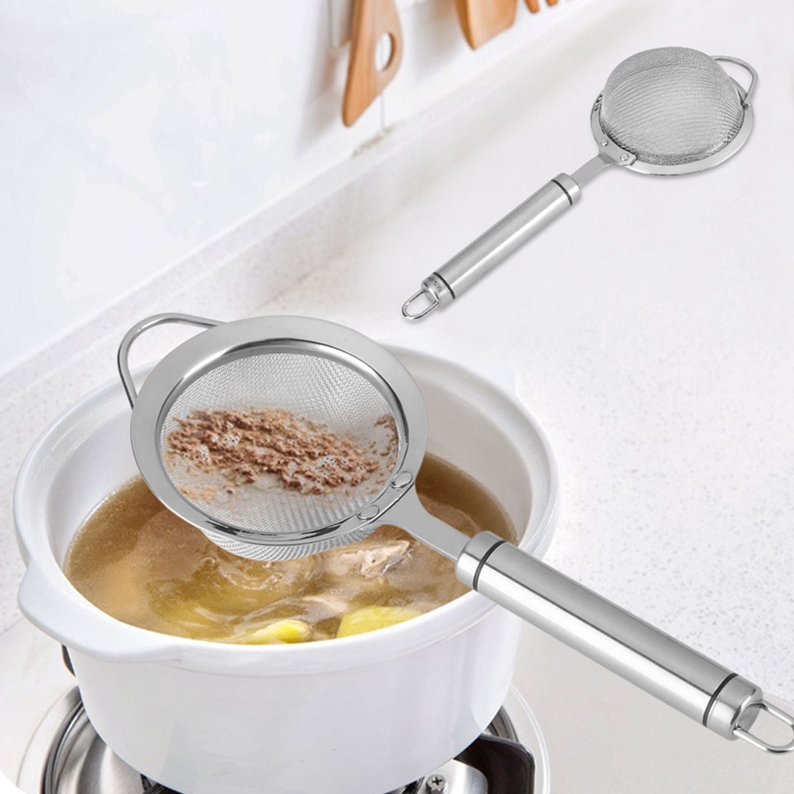 Stainless Steel Fried Food Oil Filter 30# Fine Mesh Strainer Colander Kitchen Gadget