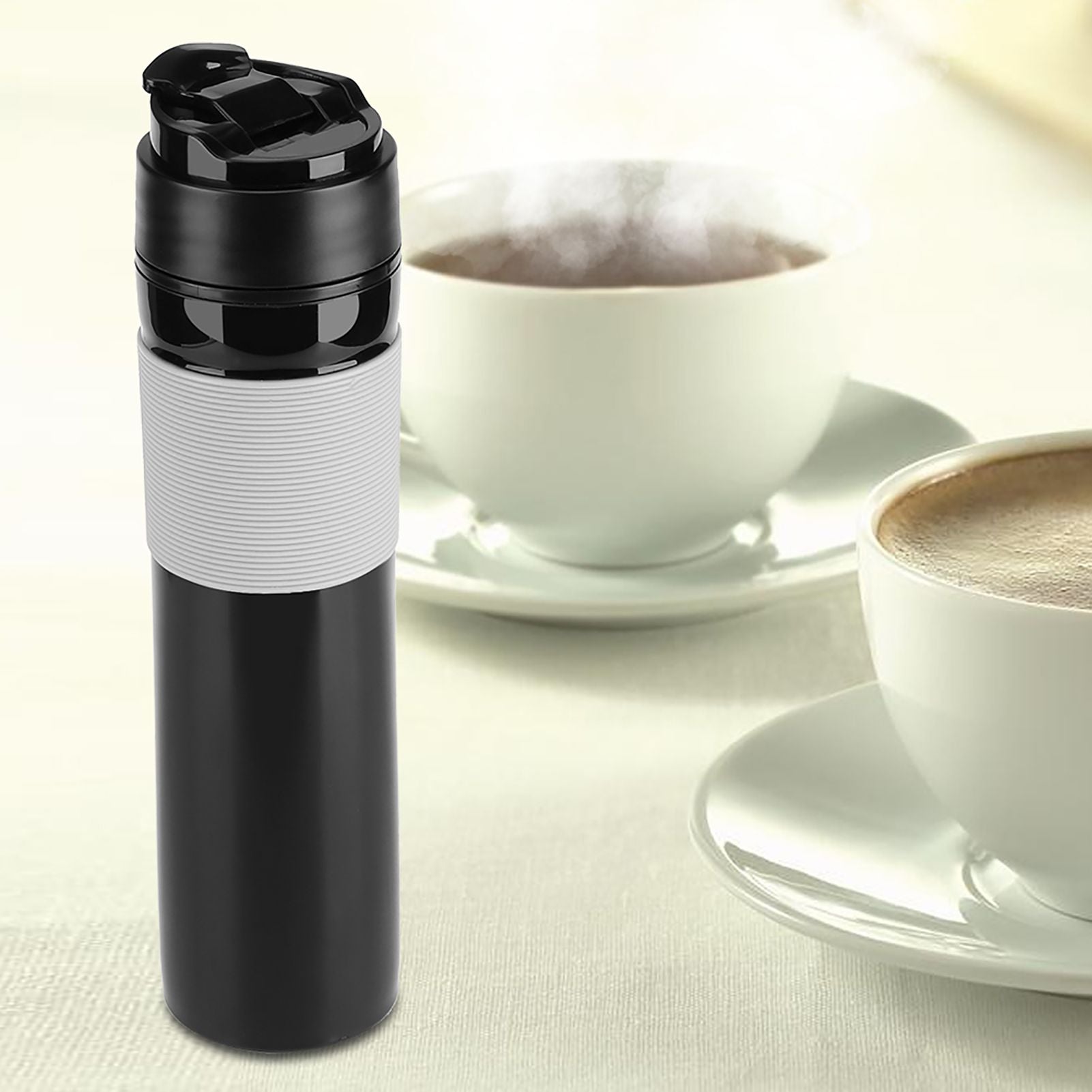 350ml Portable Coffee Press Bottle Tea Coffee Maker Drinking Water Cup for Travelling Black