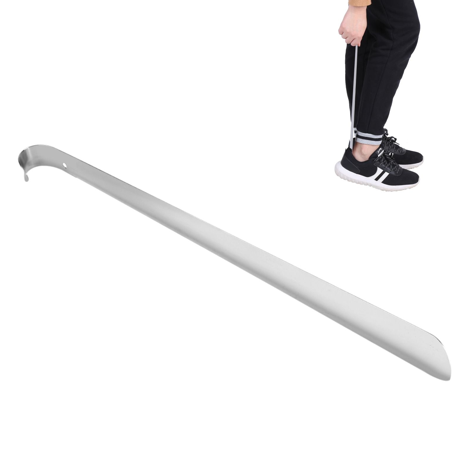 Professional Stainless Steel Shiny Silver Metal Shoe Horn Shoehorn for Seniors elderly