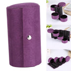 Portable 3 Layers Cylinder Shaped Jewelry Storage Box Organizer for Girls Women Gift Purple