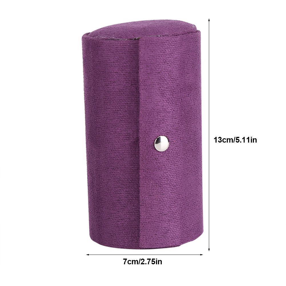 Portable 3 Layers Cylinder Shaped Jewelry Storage Box Organizer for Girls Women Gift Purple